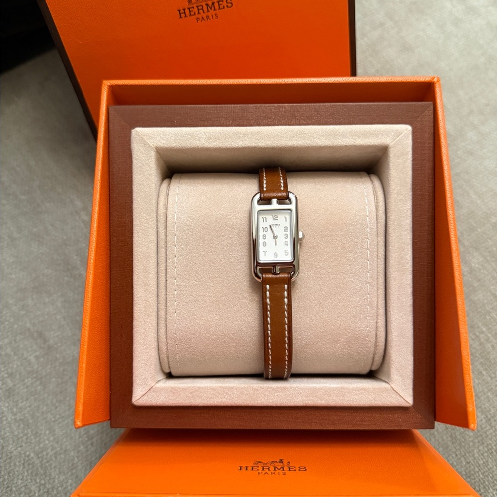 Hermès Brown Leather Strap Watch Nantucket